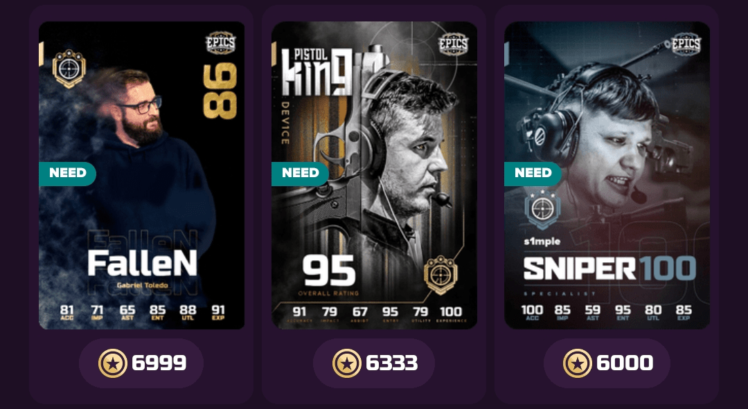 Epics CSGO Cards