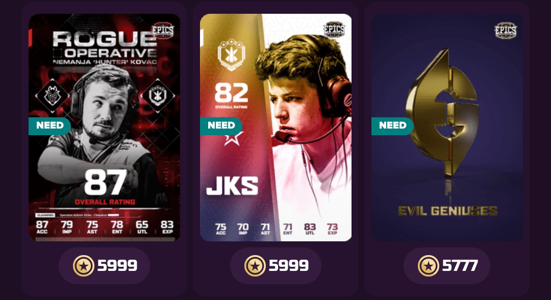 Epics CSGO Cards